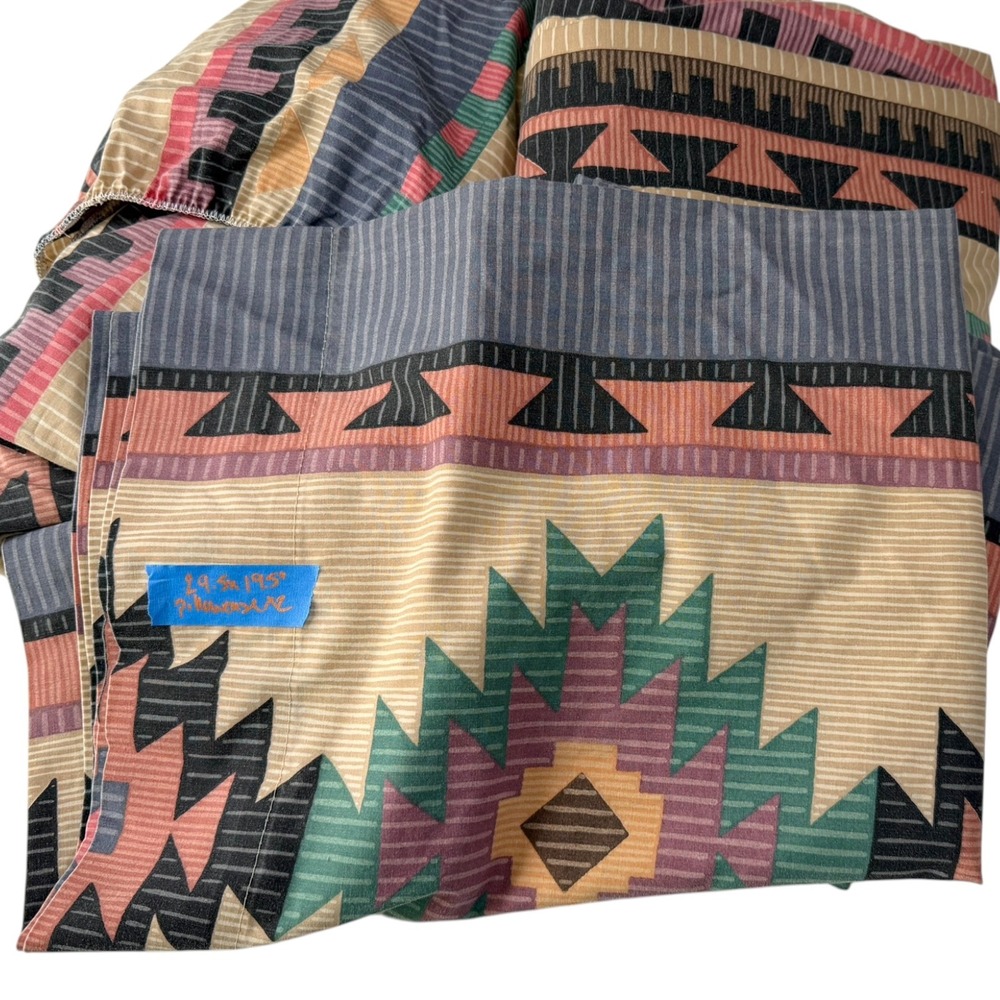 Cannon Full Multicolor Geometric Sheet Set Southwestern Tribal Boho Retro 90s